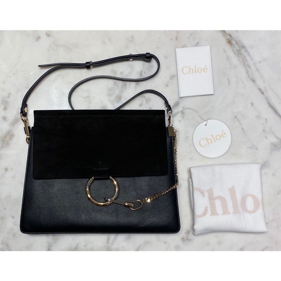 100% Authentic Chloe Faye Suede-Flap Shoulder Bag - Picture 4 of 12